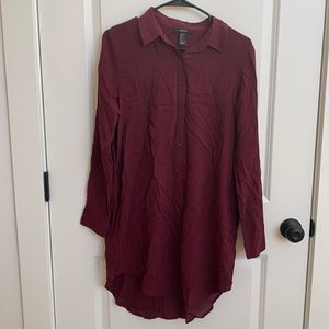 Burgundy shirt dress
